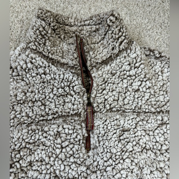 Alpine Sherpa Quarter Zip Fleece Pullover Jacket Sweatshirt Relaxed Large - Picture 2 of 5